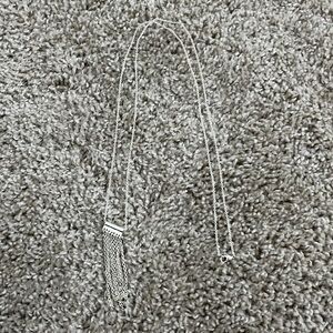 Long Silver Fringe Necklace
